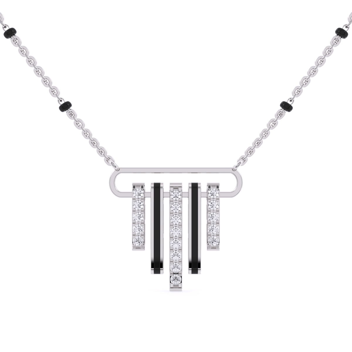 Attractive Round Bar Diamond Mangalsutra For Her